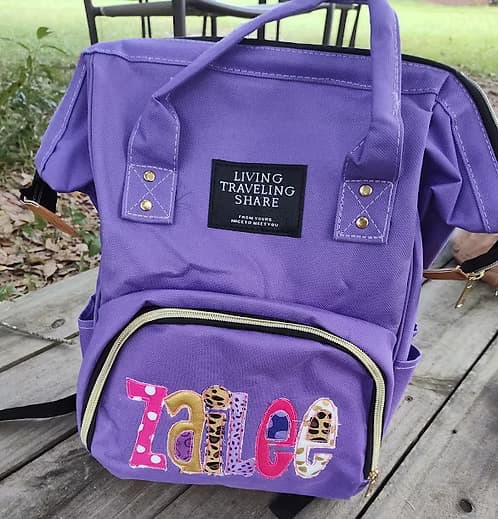 Purple Applique Full-Size Bookbag — image 1