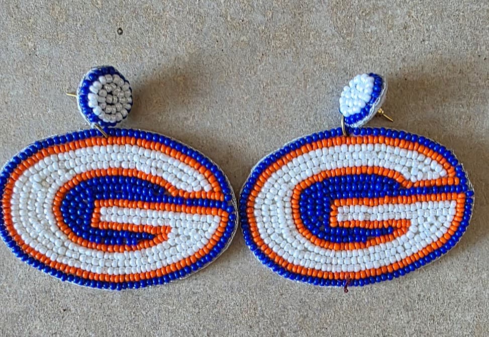 Blue and Orange Gator Earrings