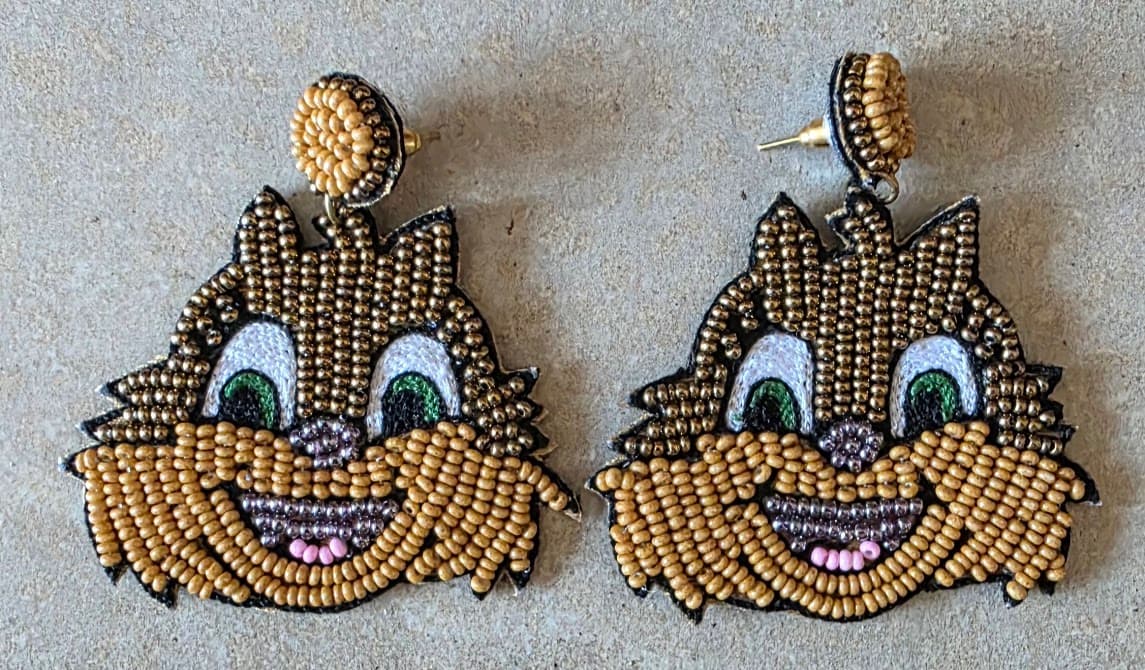 Gold Chipmunk Face Earrings