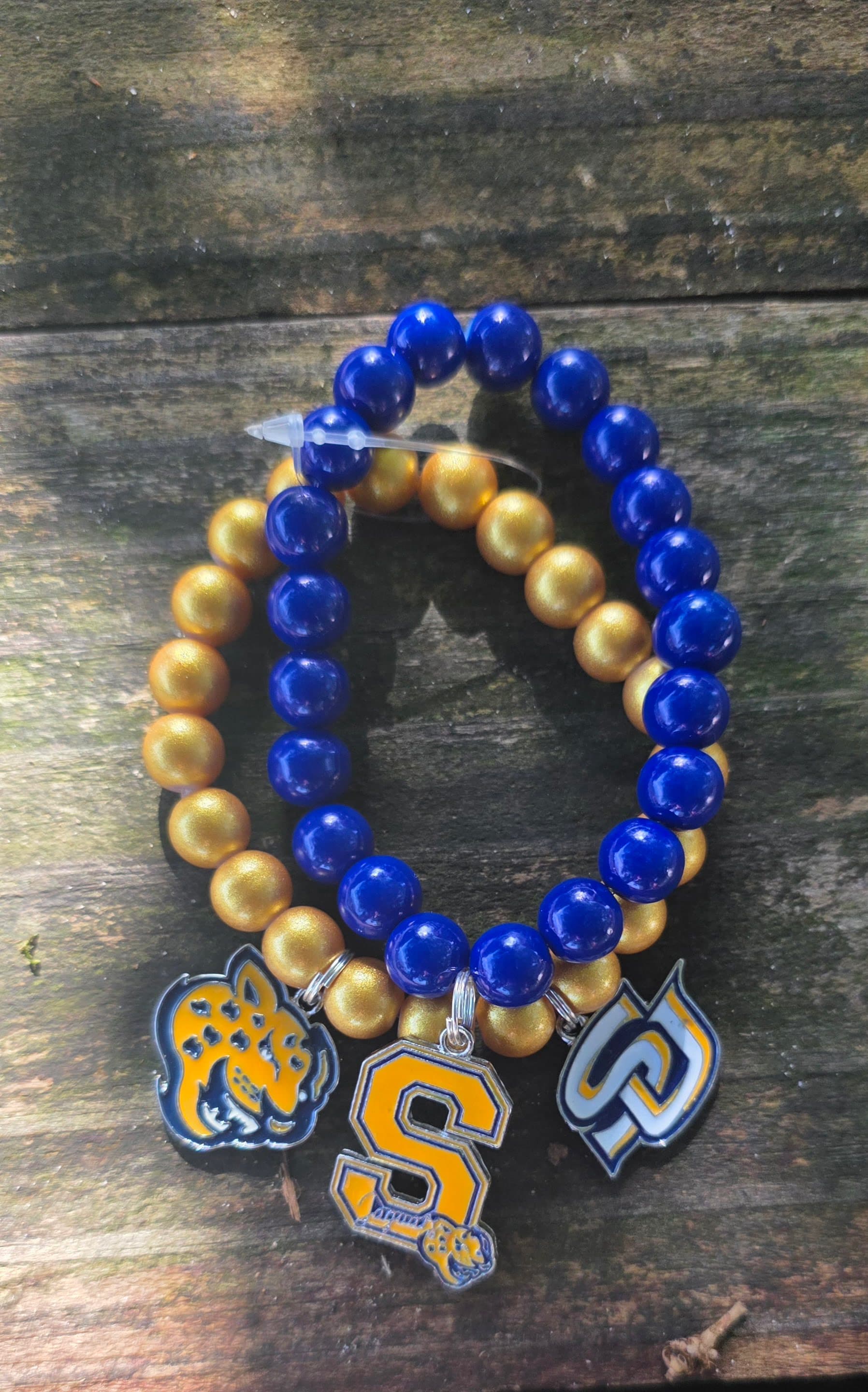 Navy and Gold Jaguar Charm Bracelet — image 1