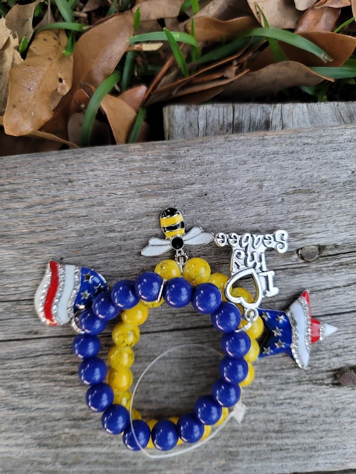 Blue and Yellow Sea Bee Charm Bracelet