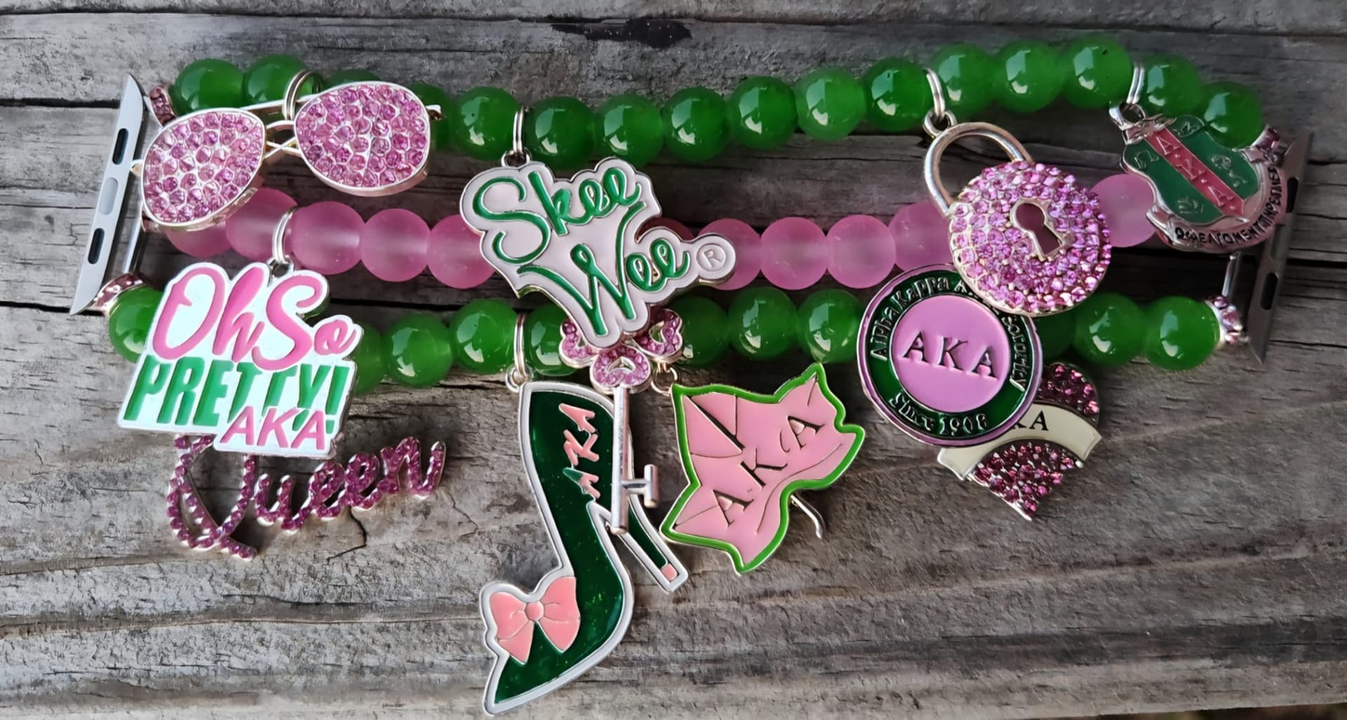 Pink and Green AKA Charm Watchband