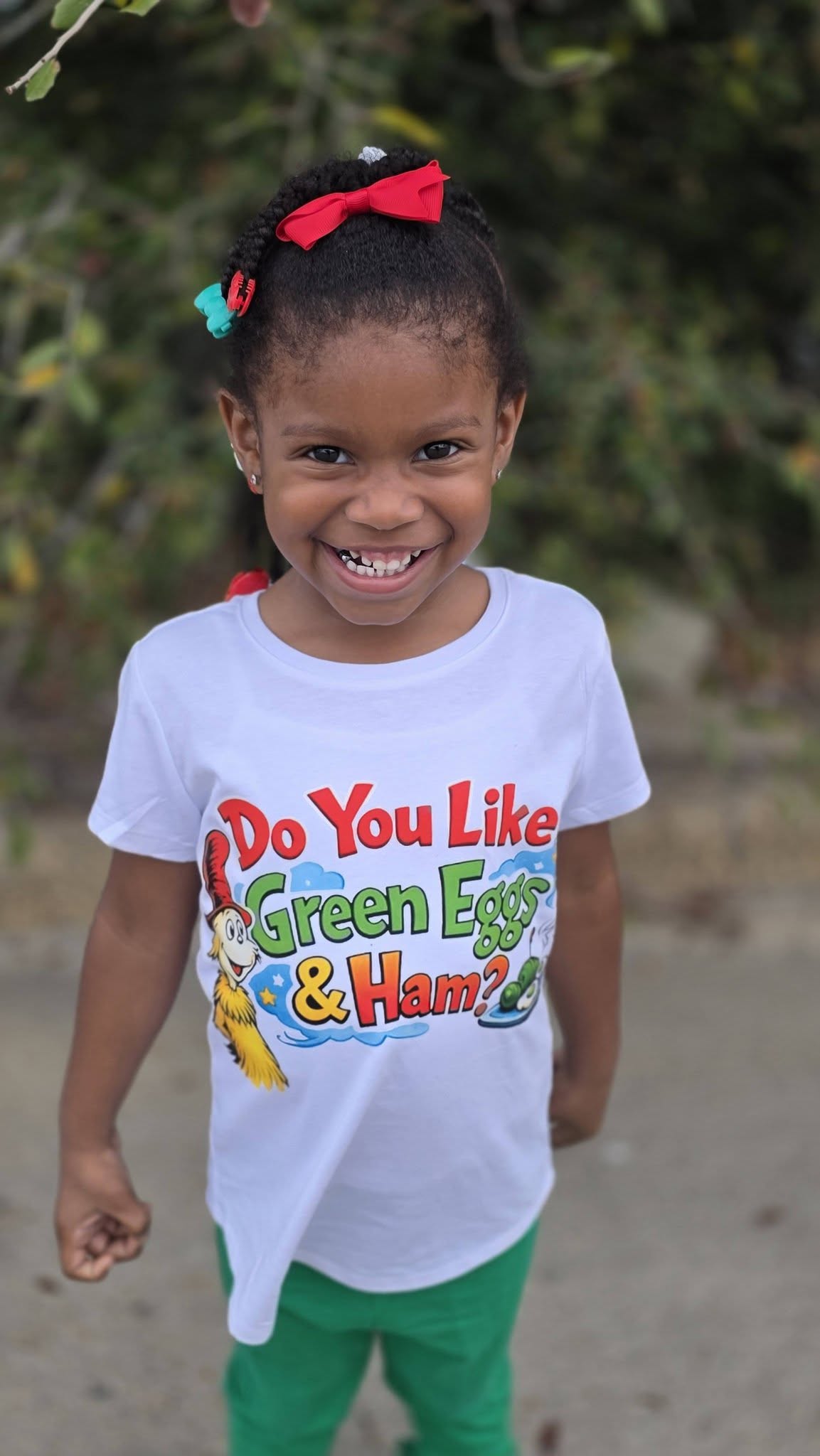 Kajanuary Hodge's granddaughter wearing a custom Involving Memories design